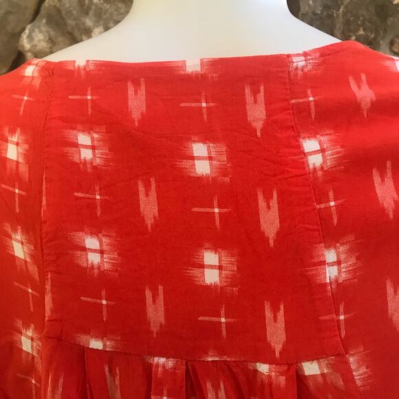 Anthropologie Holding Horses Orange Short Sleeve Tunic Blouse w/ Pockets Size S - Picture 6 of 8